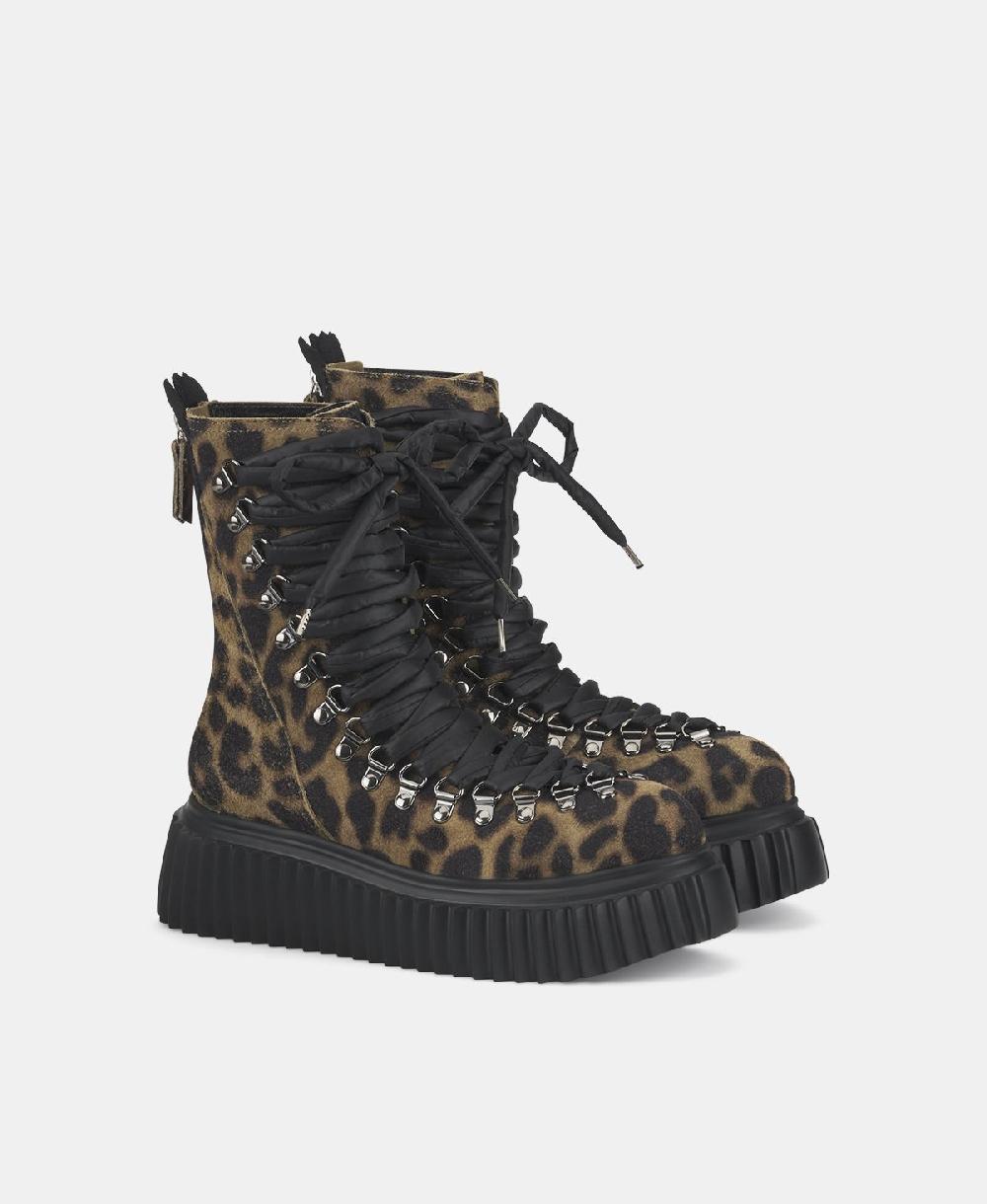 Agl Biker in pelle Stampa leopard Dromo Qualità