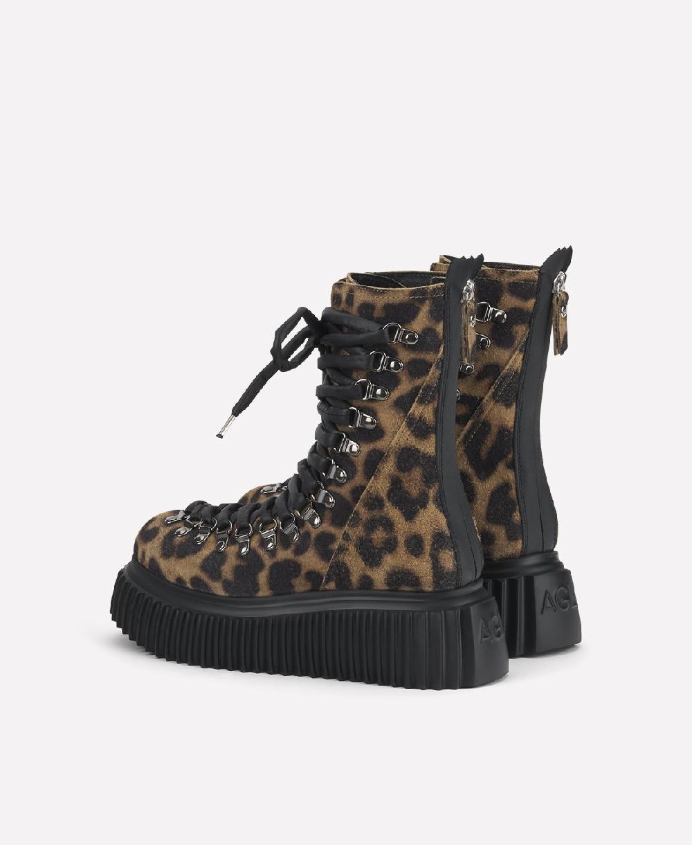 Agl Biker in pelle Stampa leopard Dromo Qualità