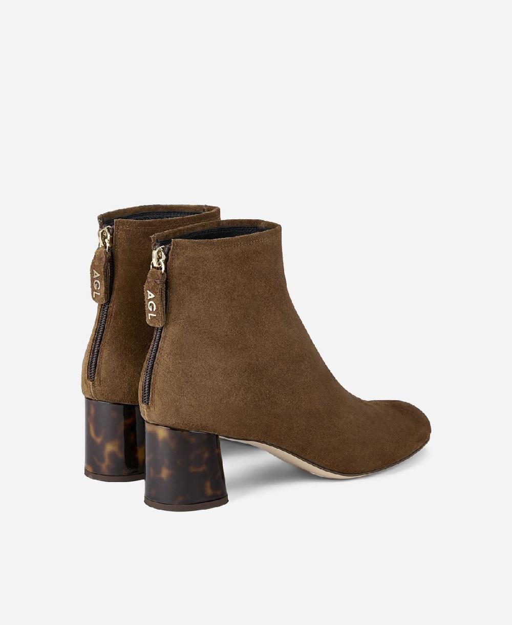 Agl Stivaletto in pelle con tacco Cuoio VETA PRECIOUS Vendita Calda