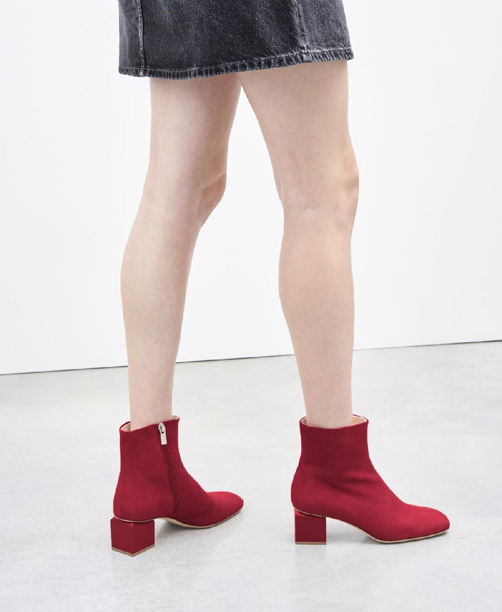 Agl Stivaletto in velour con tacco cubico Rosso Angie Pure Vendite Flash