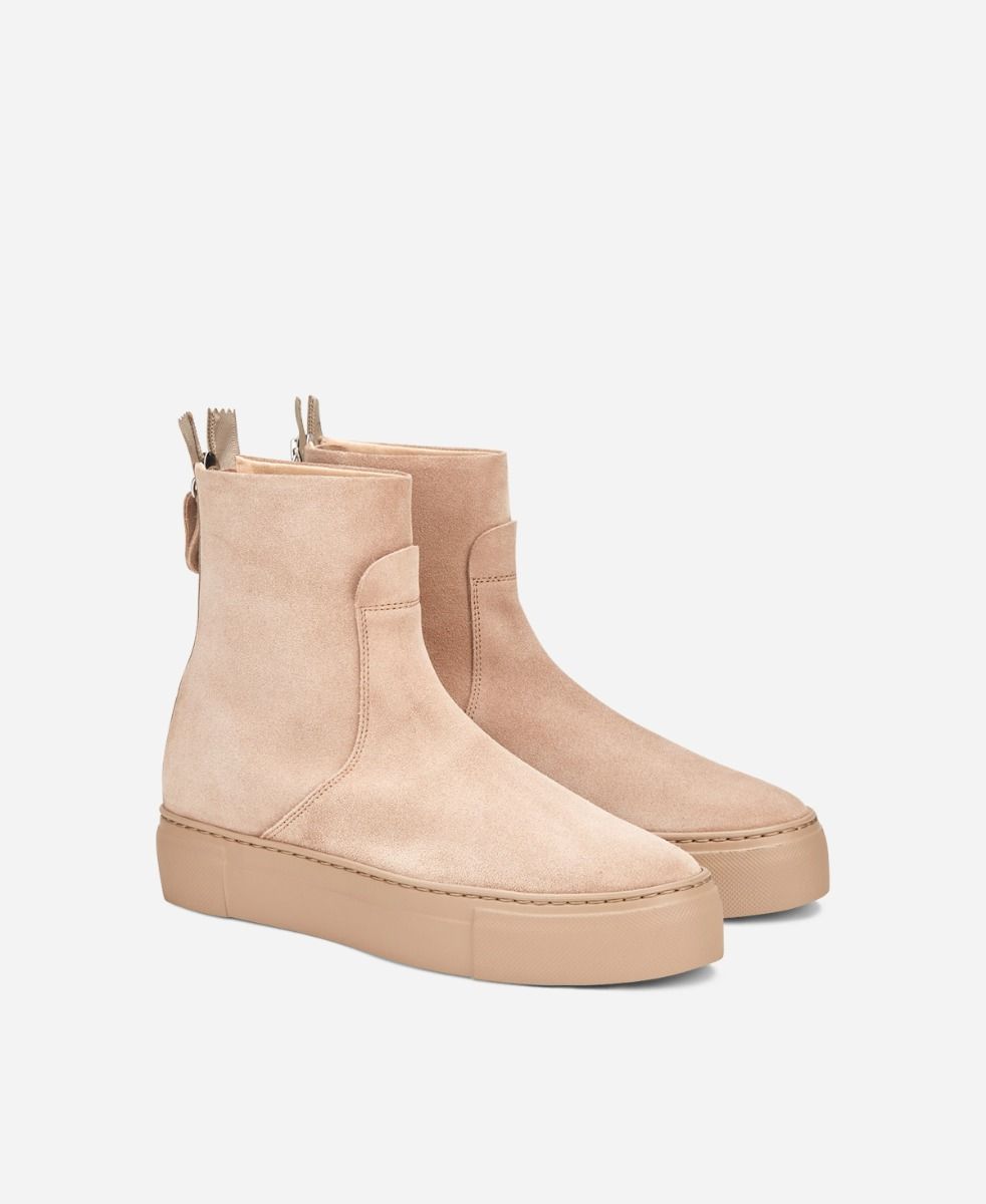 Agl Stivaletto sneaker in velour Beige MEGHAN BOOTIE Saldi Di Fabbrica