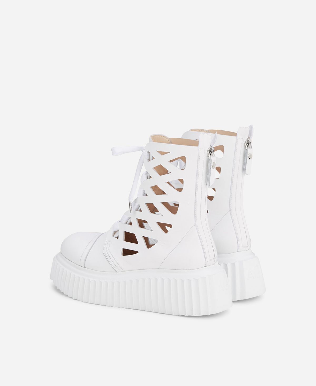 Agl Stivaletto in pelle laserata Bianco Viggy Vendita