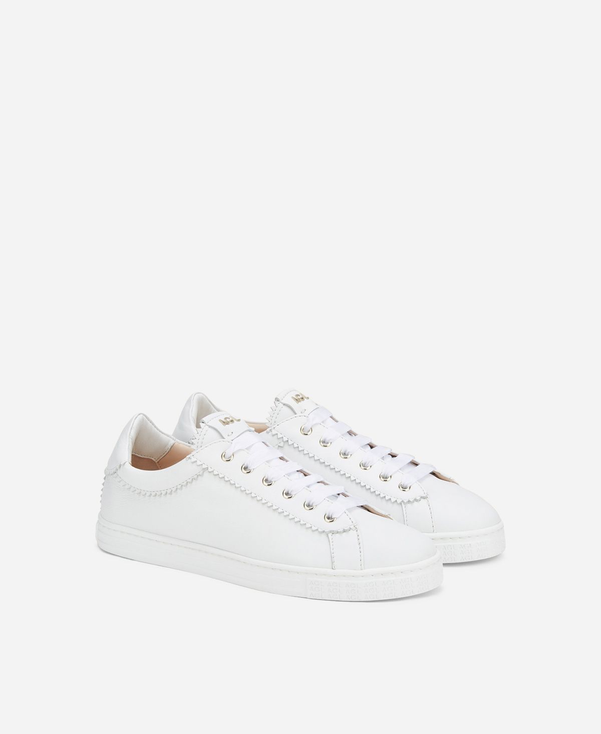 Agl Sneaker in pelle con elastico Bianco Sade Sconto