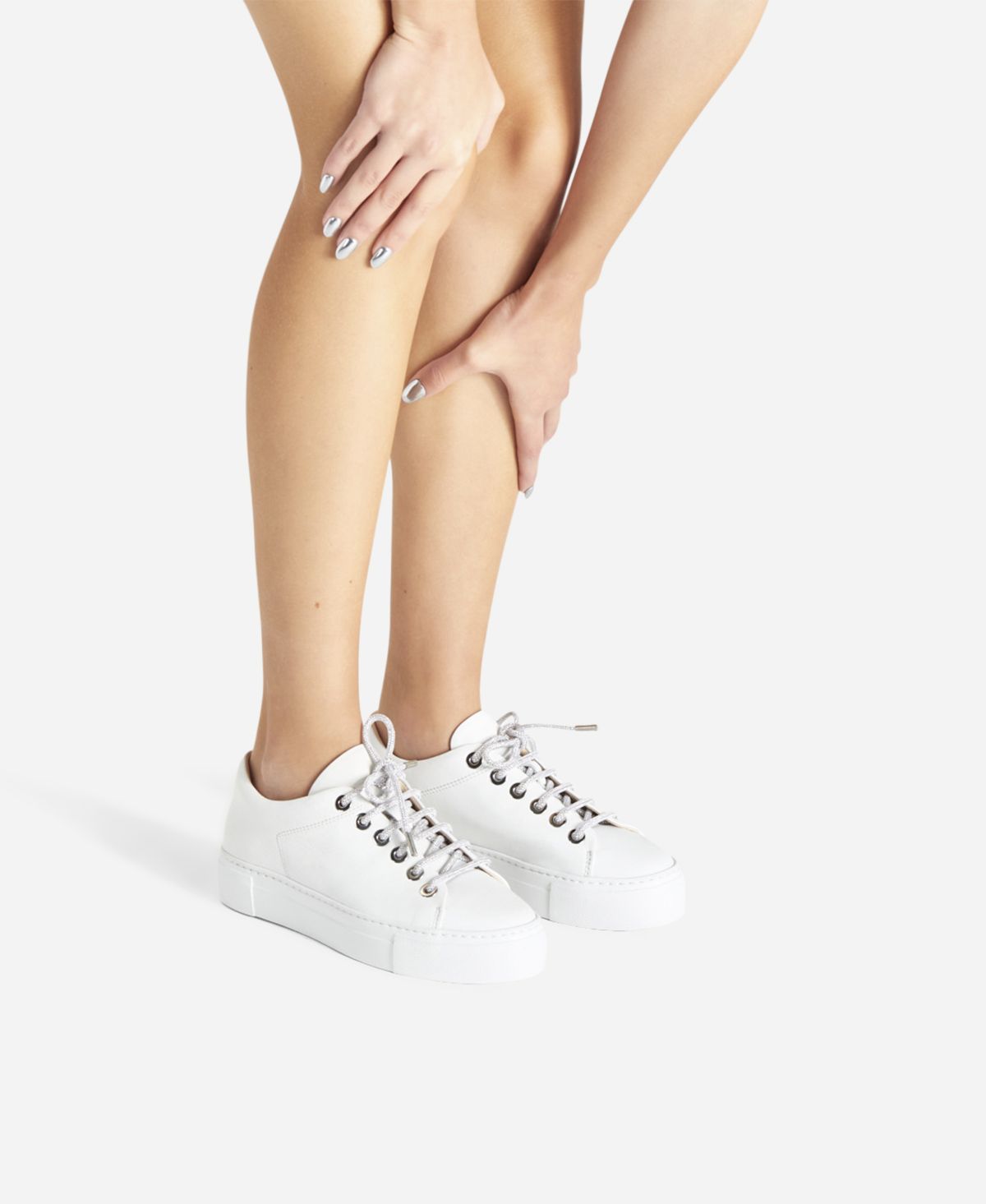 Agl Sneaker con lacci gioiello Bianco Crystal Economico