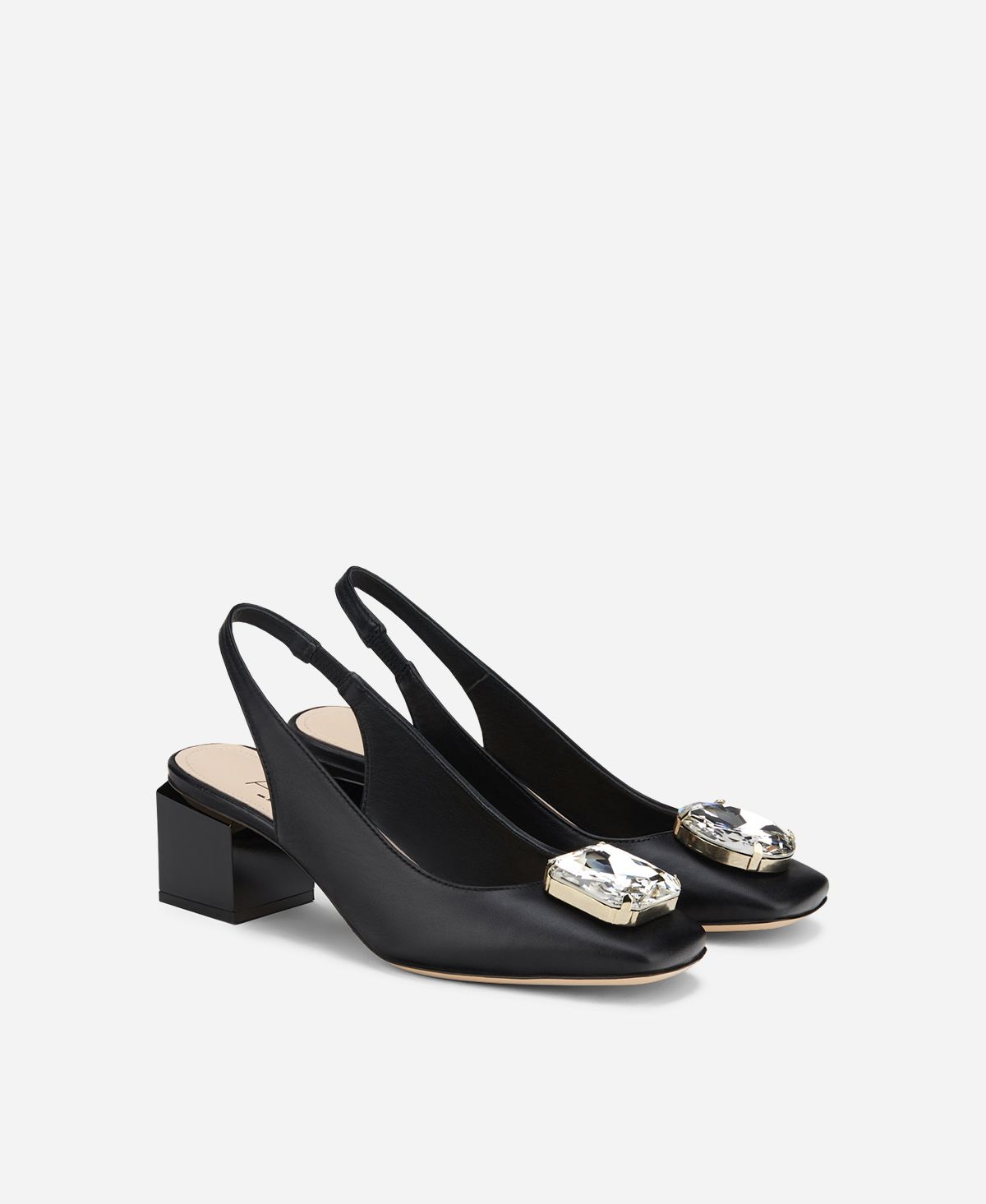 Agl Sling back con tacco a cubo Nero Angie Sb Crystal Vendita Economica