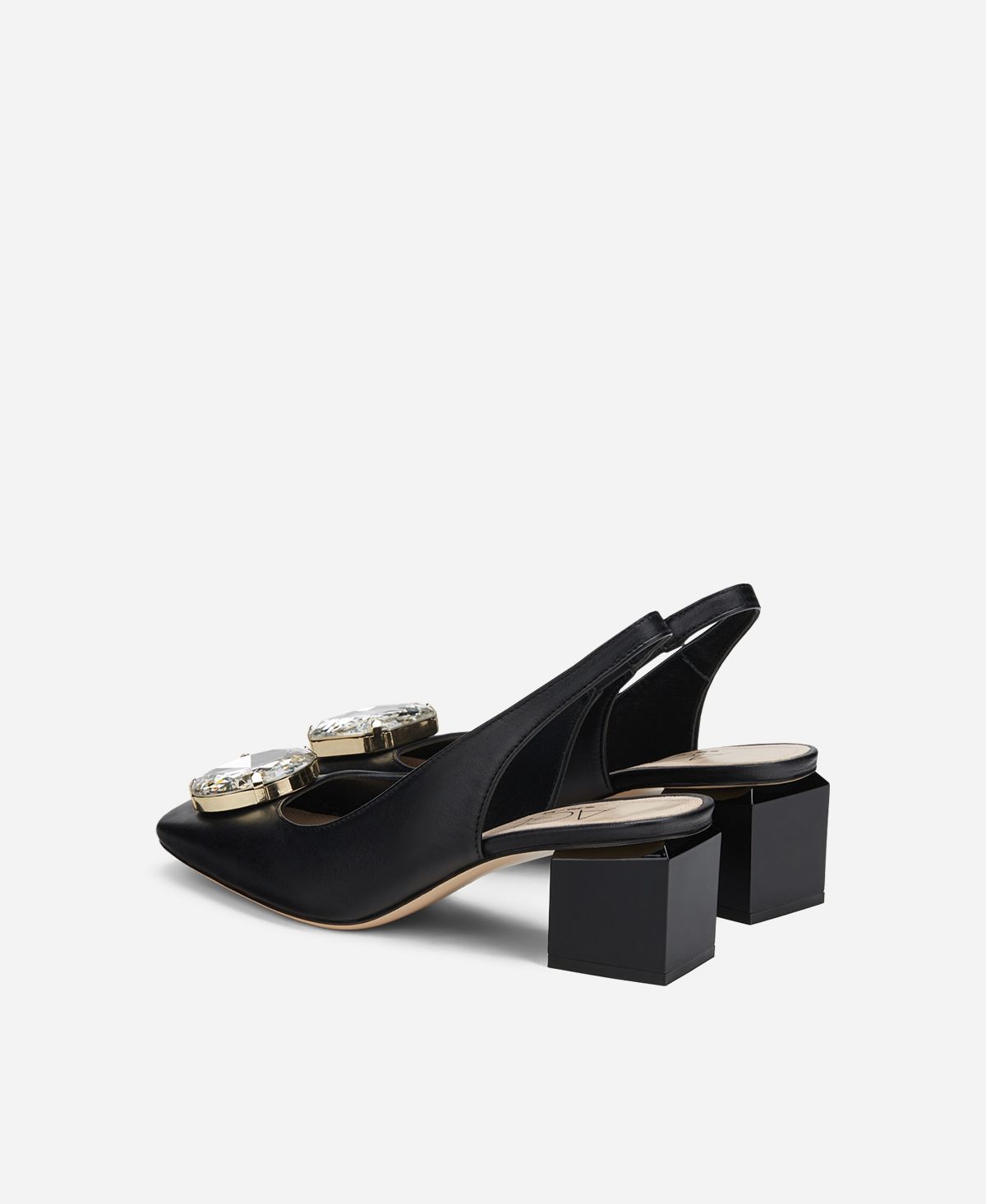 Agl Sling back con tacco a cubo Nero Angie Sb Crystal Vendita Economica