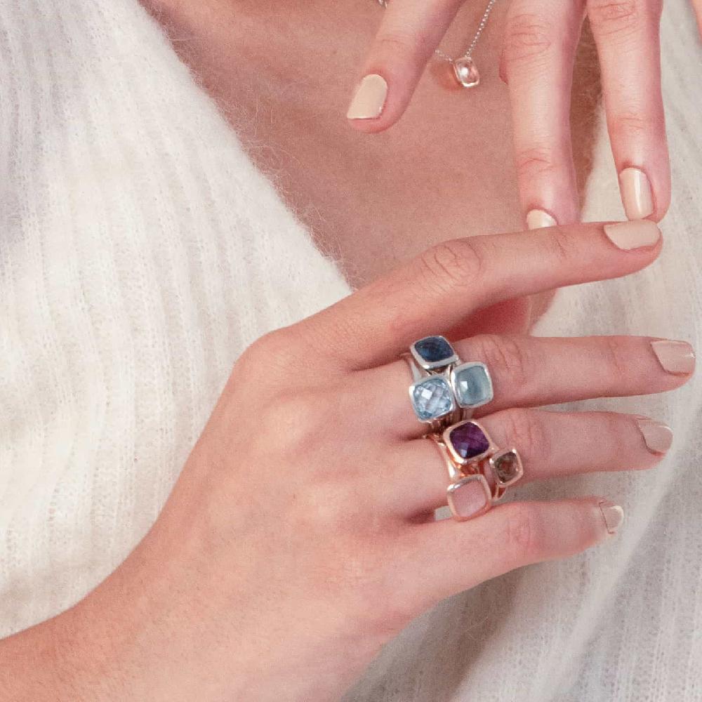 Unoaerre Anello donna Unoaerre in argento rosa e cristallo rosa | UNOAERRE Gioielli Convenienza