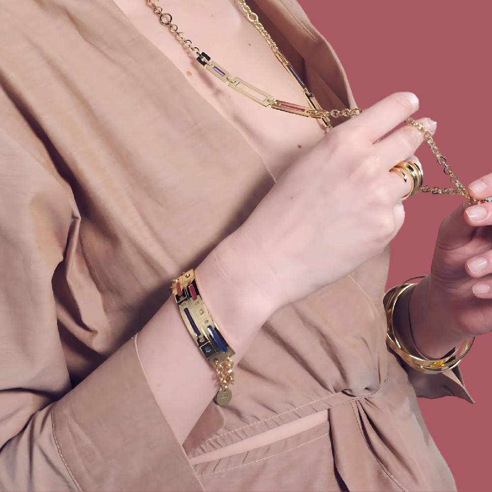 Unoaerre Bracciale in bronzo dorato e smalto colorato | UNOAERRE Gioielli Convenienza