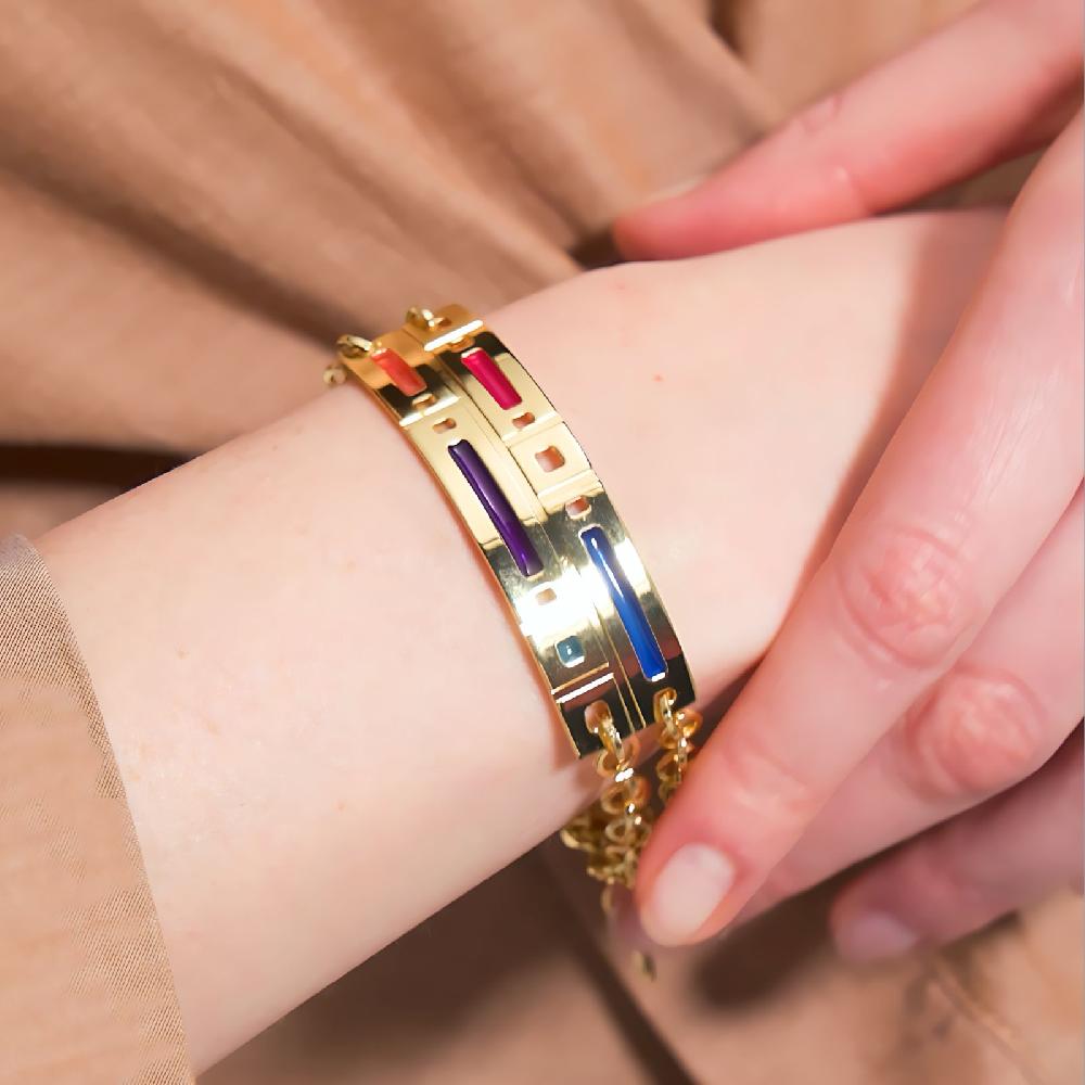 Unoaerre Bracciale in bronzo dorato e smalto colorato | UNOAERRE Gioielli Convenienza