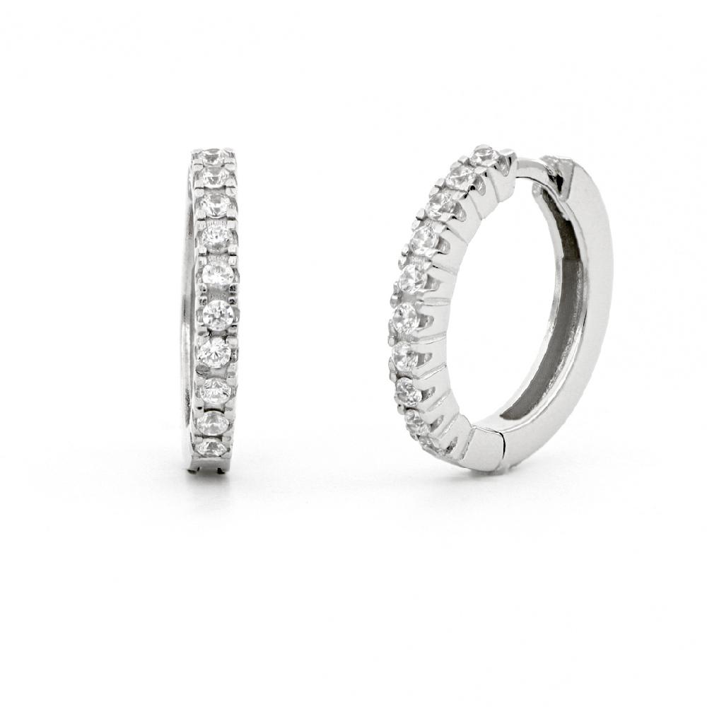 Unoaerre Orecchini a cerchio in argento con zirconi | UNOAERRE Gioielli Offerta