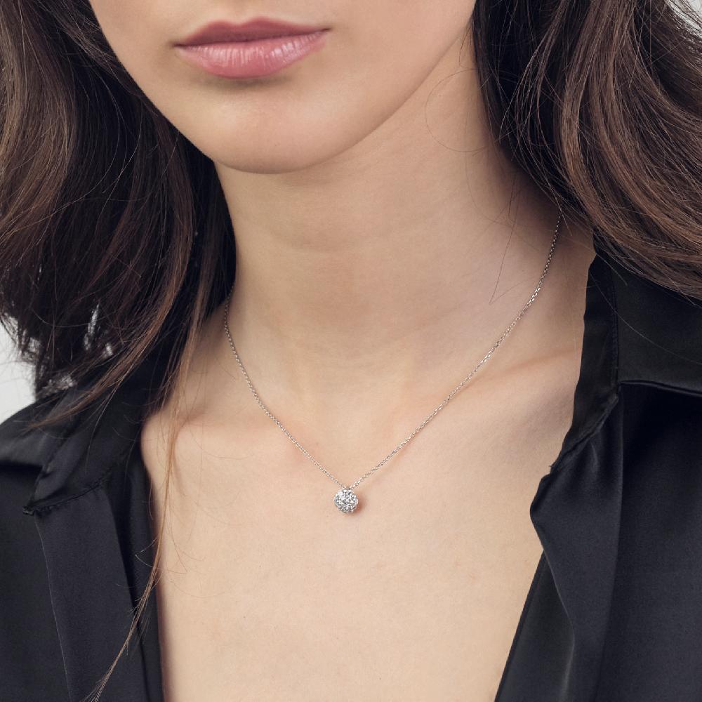 Unoaerre Collana in argento con fiore di zirconi | UNOAERRE Gioielli In Saldo