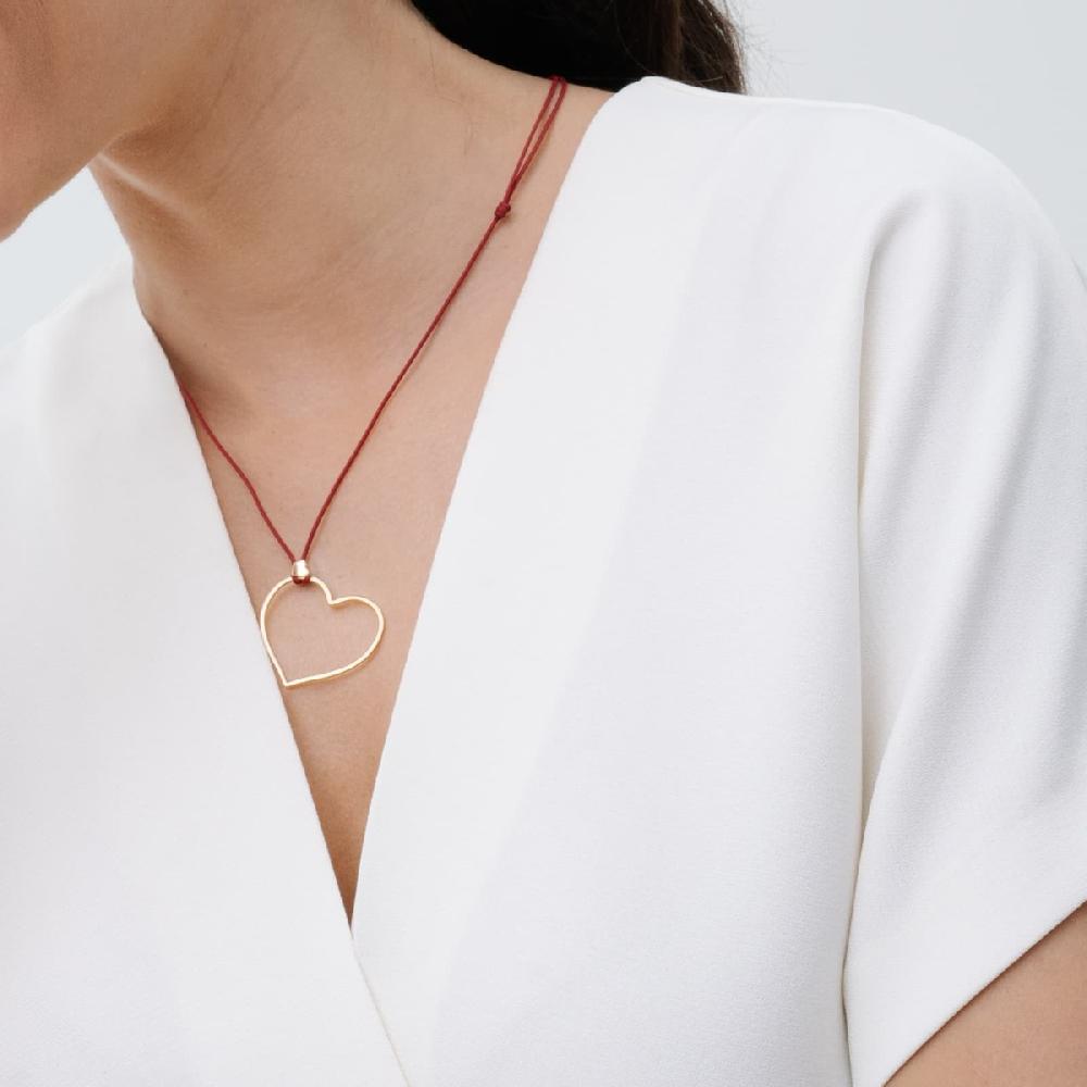 Unoaerre Collana con pendente cuore in oro e cordino rosso | UNOAERRE Gioielli Fino Al -60%