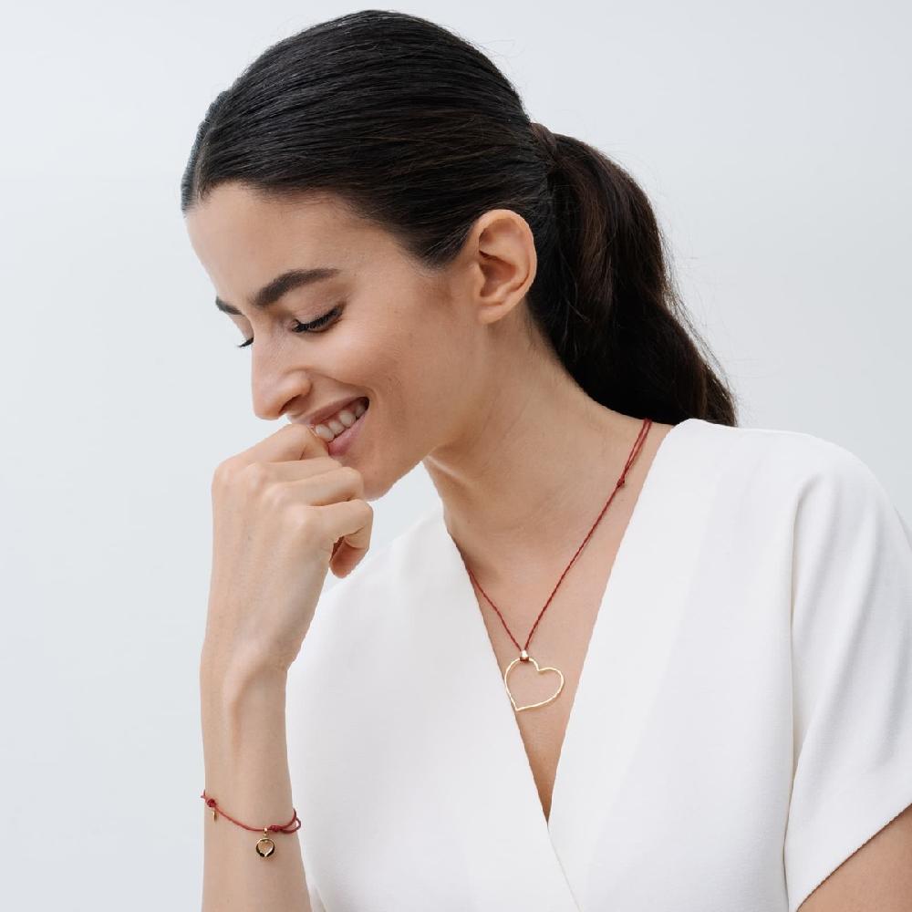 Unoaerre Collana con pendente cuore in oro e cordino rosso | UNOAERRE Gioielli Fino Al -60%