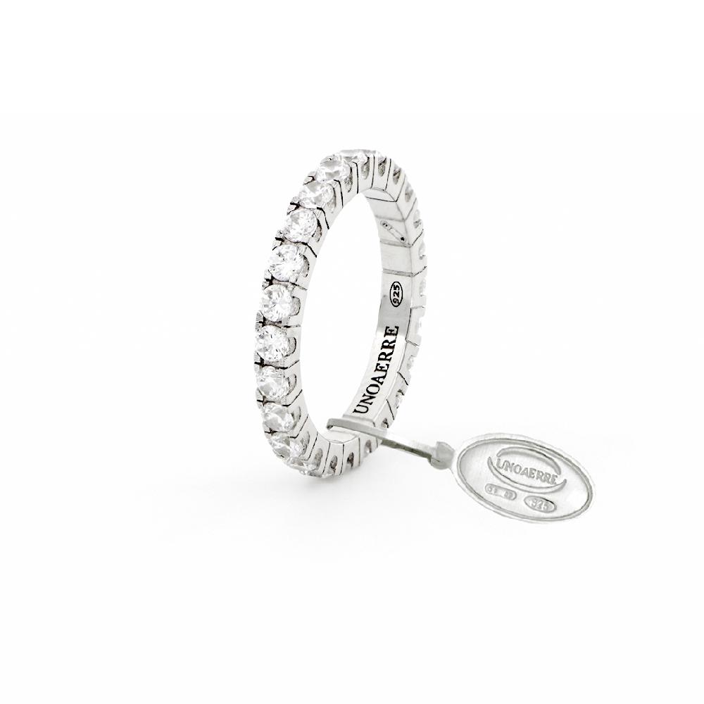 Unoaerre Anello veretta in argento e pietre zirconia cubica | UNOAERRE Gioielli I Più Venduti