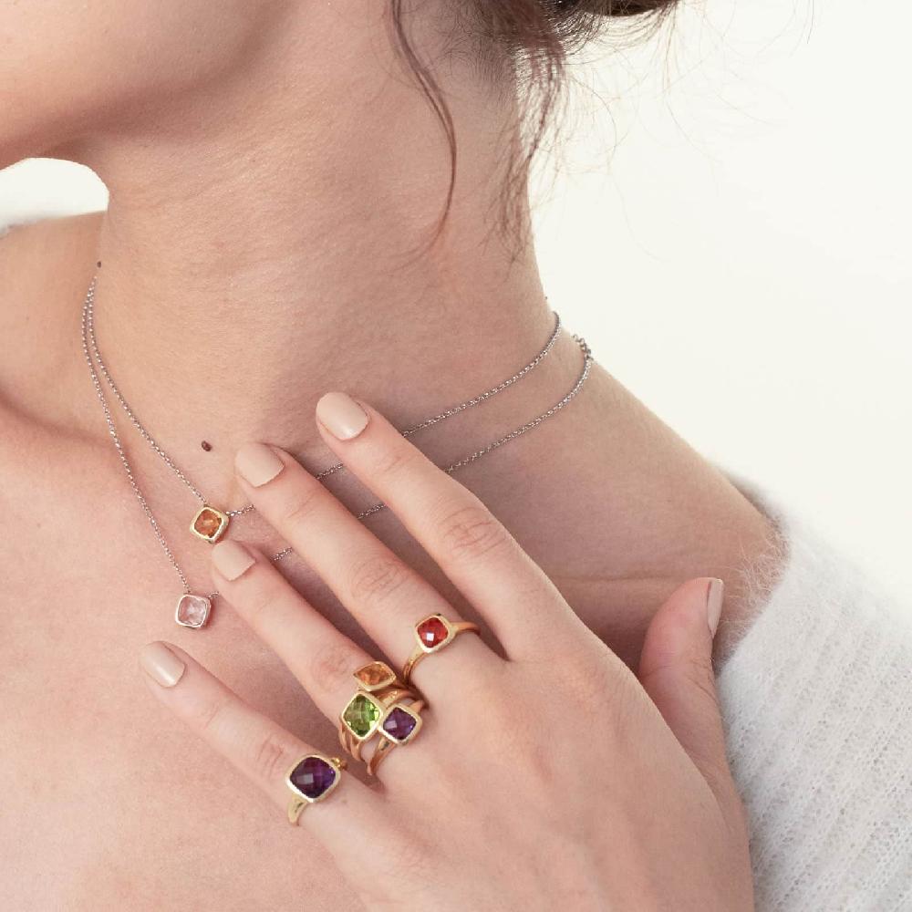 Unoaerre Anello donna argento e cristallo verde peridot | UNOAERRE Gioielli Italy