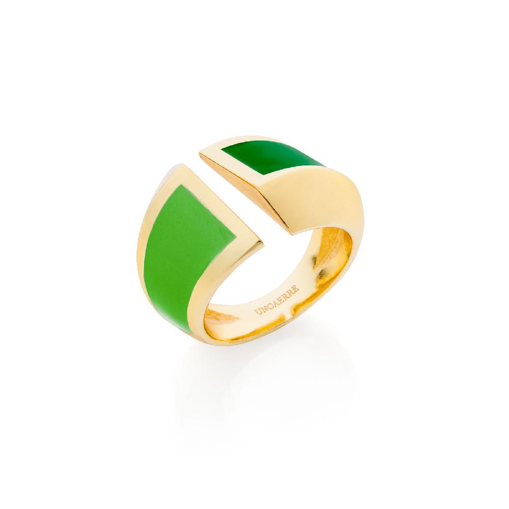 Unoaerre Anello a fascia smalto verde | UNOAERRE Gioielli Spedizione Gratuita