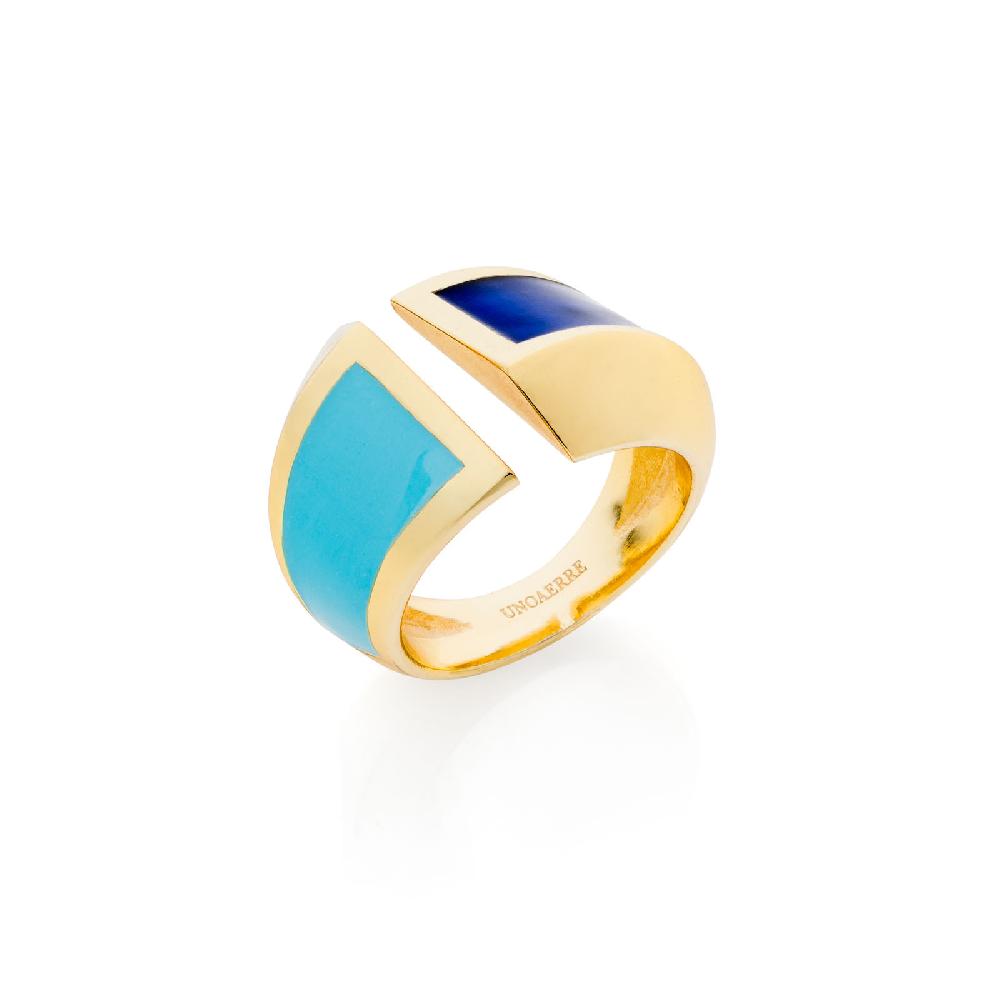 Unoaerre Anello a fascia smalto azzurro | UNOAERRE Gioielli Pezzi Unici