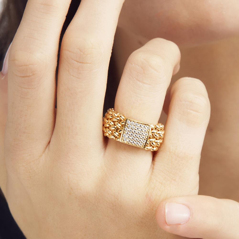 Unoaerre Anello in argento dorato e zirconi Chicco | UNOAERRE Gioielli Sottocosto