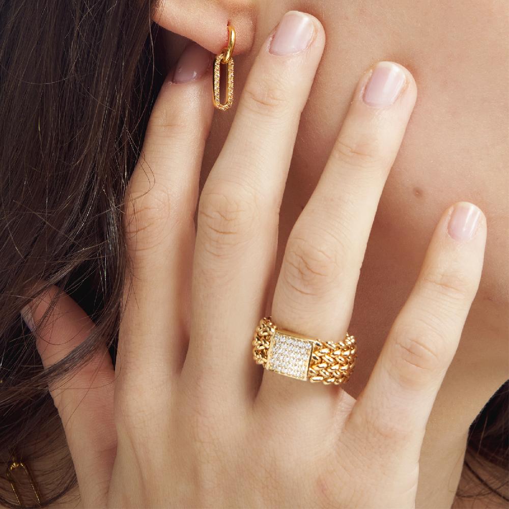 Unoaerre Anello in argento dorato e zirconi Chicco | UNOAERRE Gioielli Sottocosto