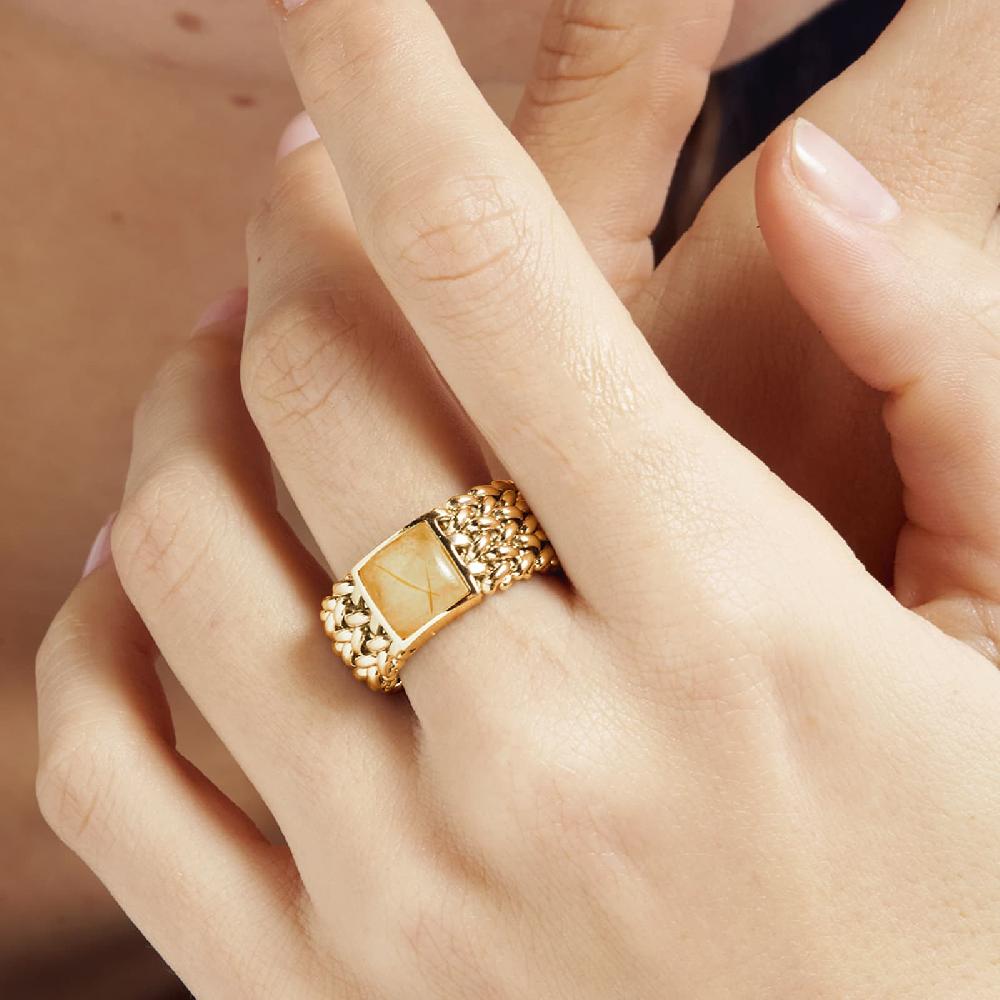 Unoaerre Anello in argento con Quarzo naturale giallo Chicco | UNOAERRE Gioielli Novità
