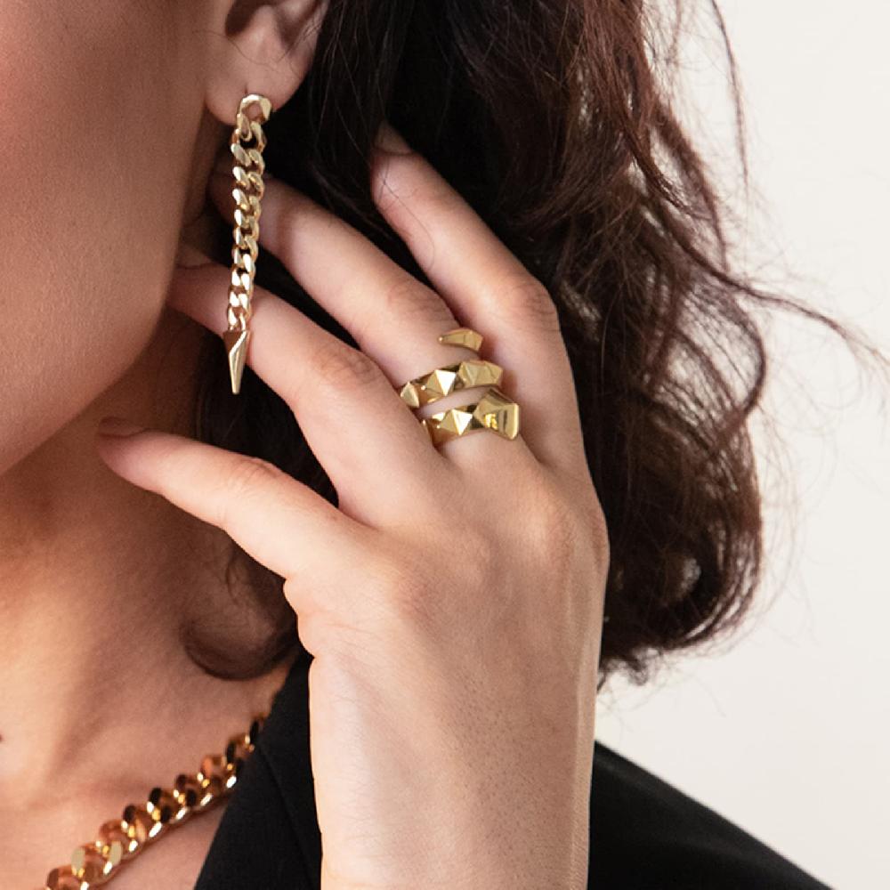 Unoaerre Anello rigido a tre giri con elementi piramide | UNOAERRE Gioielli Outlet