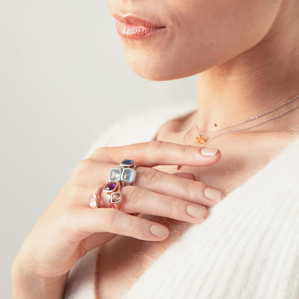 Unoaerre Anello donna Unoaerre in argento e cristallo Acquamarina | UNOAERRE Gioielli Italy