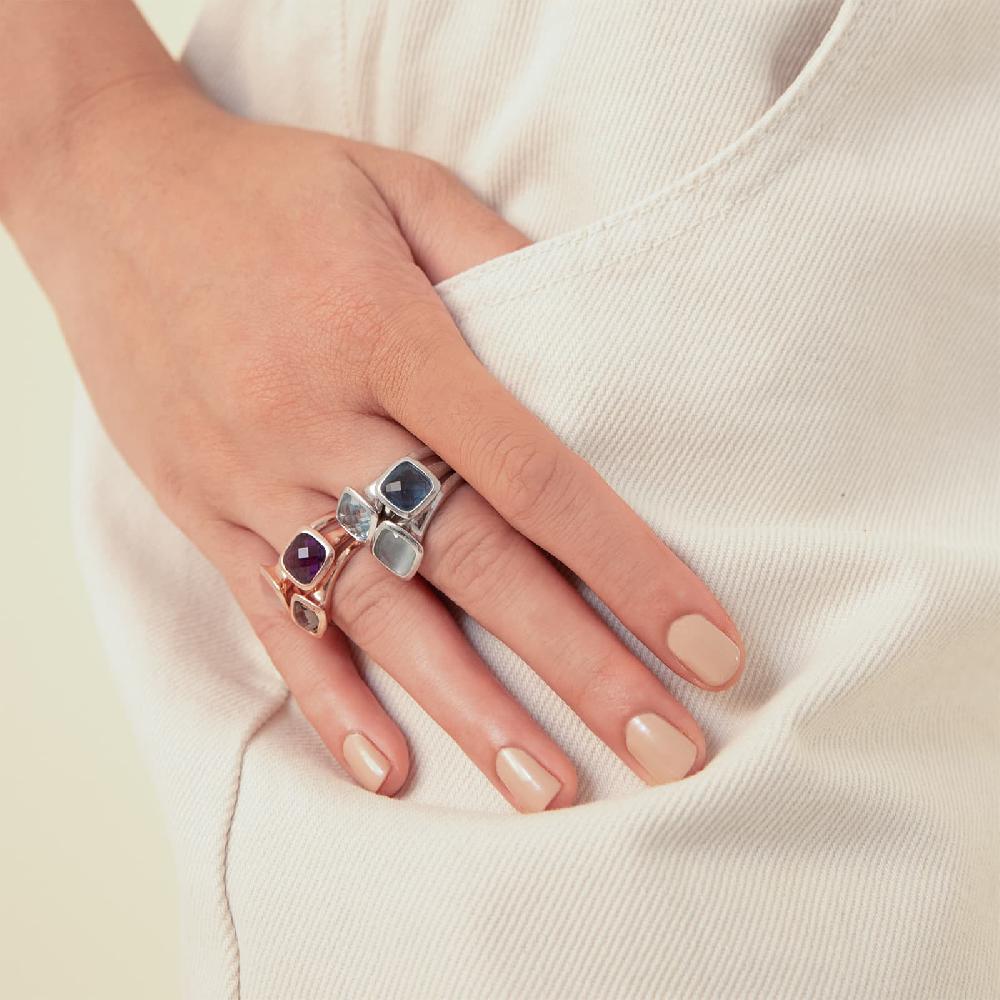 Unoaerre Anello donna Unoaerre in argento e cristallo Acquamarina | UNOAERRE Gioielli Italy