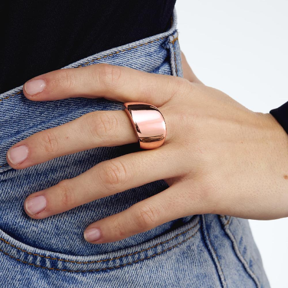 Unoaerre Anello in bronzo a fascia bombata rosa | UNOAERRE Gioielli In Saldo