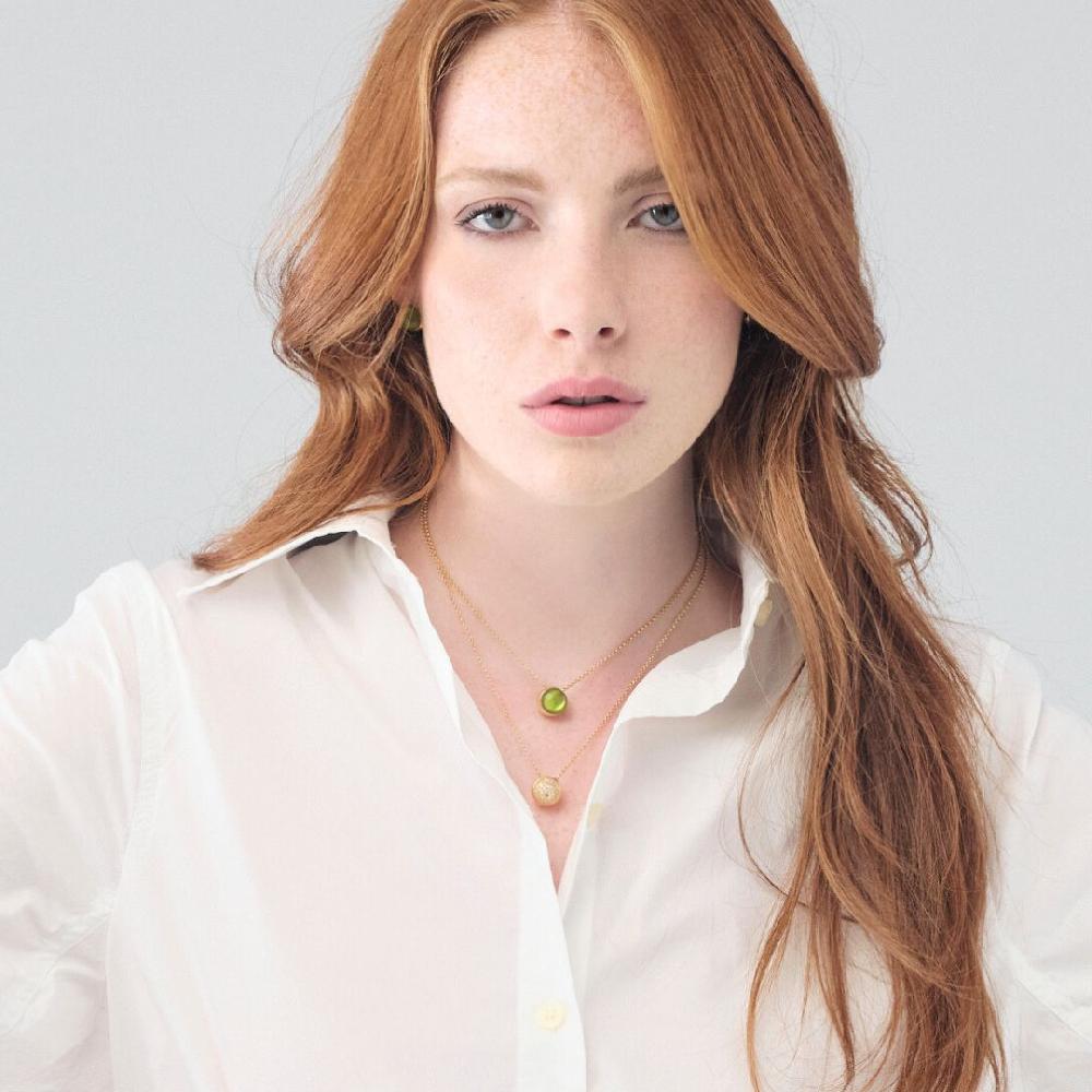 Unoaerre Collana in argento dorato e cristallo verde | UNOAERRE Gioielli In Linea