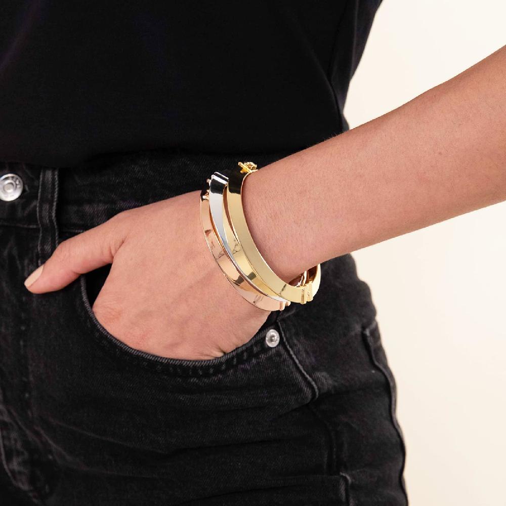 Unoaerre Bracciale dorato rosa rigido a tubo triangolare da donna | UNOAERRE Gioielli Fino Al -60%
