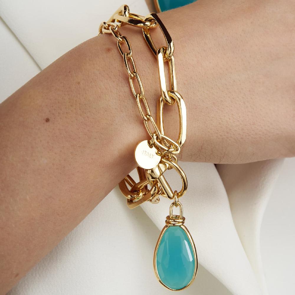 Unoaerre Bracciale in bronzo dorato cristallo turchese | UNOAERRE Gioielli Prezzo Ridotto