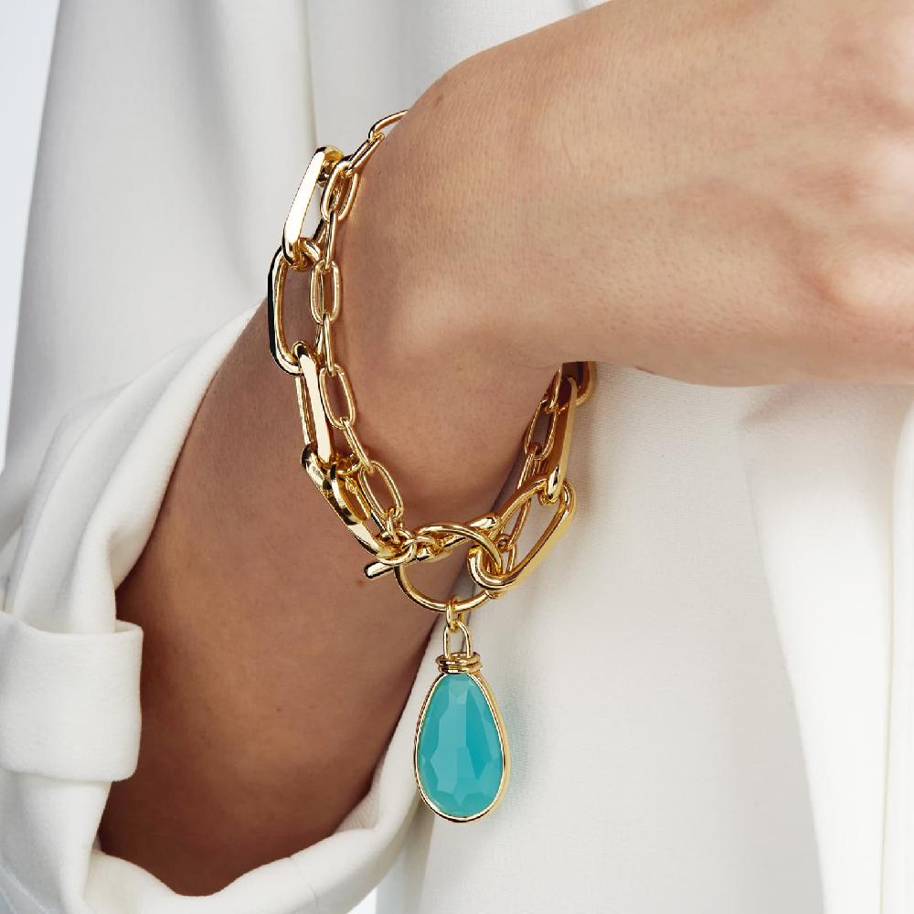 Unoaerre Bracciale in bronzo dorato cristallo turchese | UNOAERRE Gioielli Prezzo Ridotto