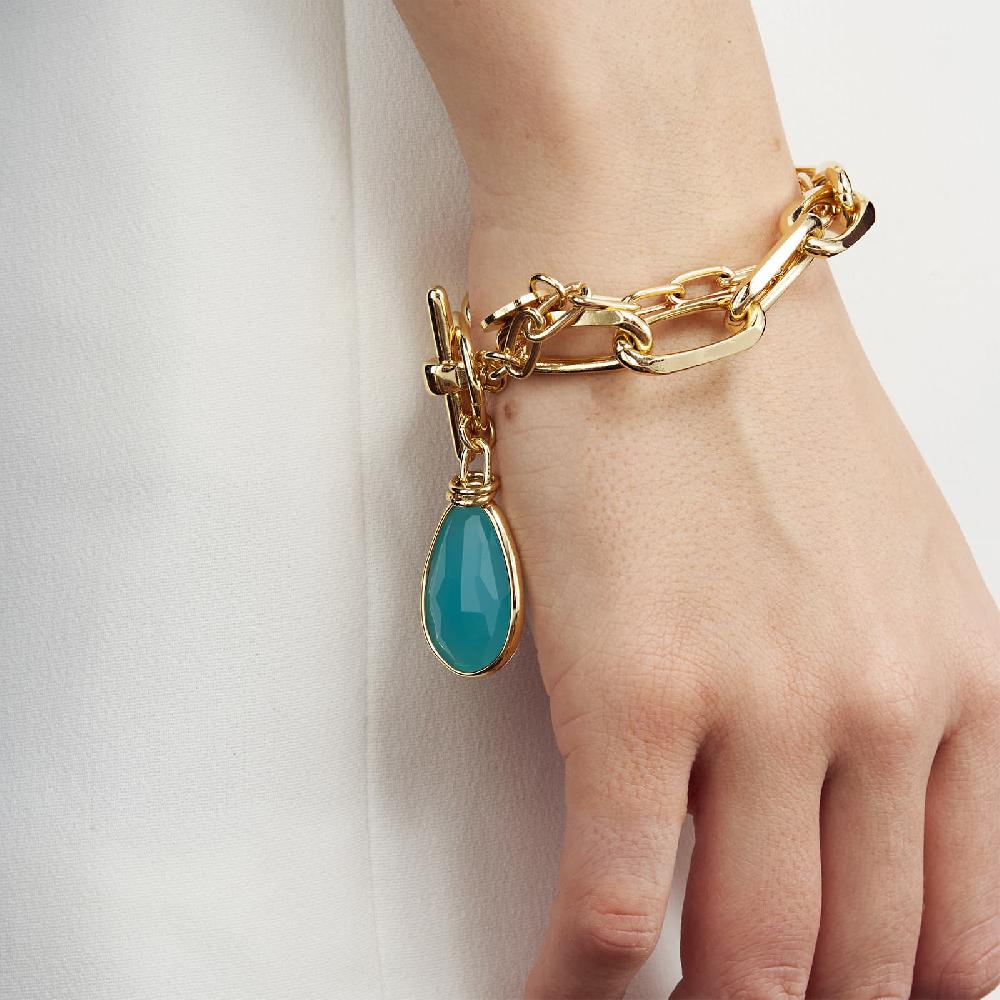 Unoaerre Bracciale in bronzo dorato cristallo turchese | UNOAERRE Gioielli Prezzo Ridotto