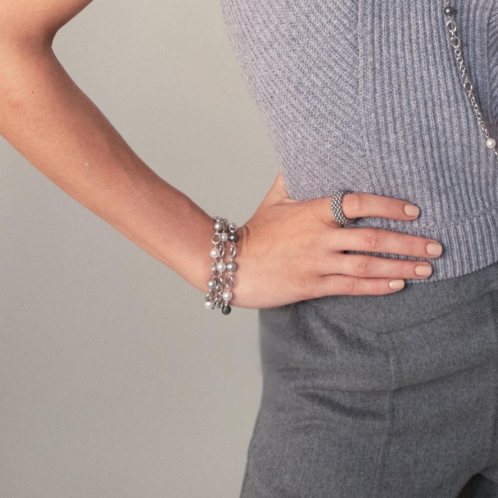 Unoaerre Unoaerre Bracciale in argento con perle bianche | UNOAERRE Gioielli Sottocosto