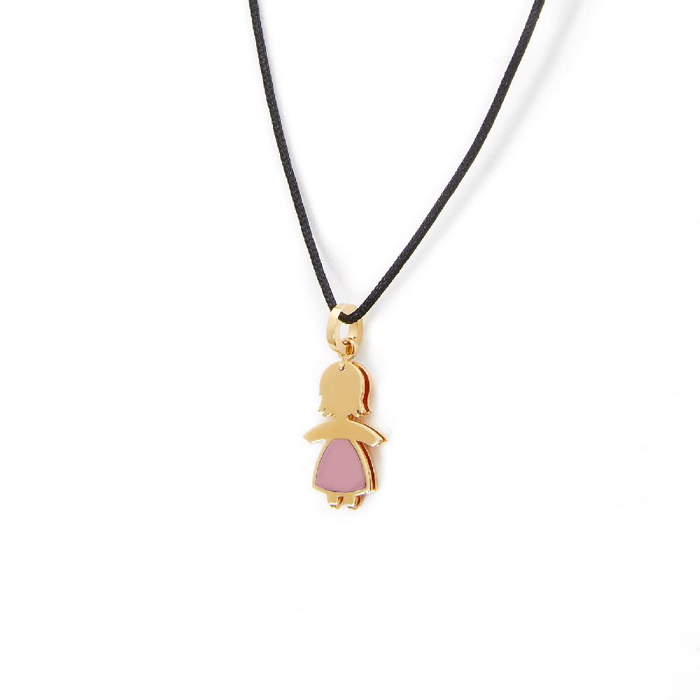 Unoaerre Collana con pendente in oro e smalto rosa bimba | UNOAERRE Gioielli Sottocosto