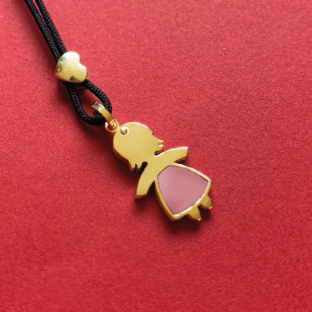 Unoaerre Collana con pendente in oro e smalto rosa bimba | UNOAERRE Gioielli Sottocosto