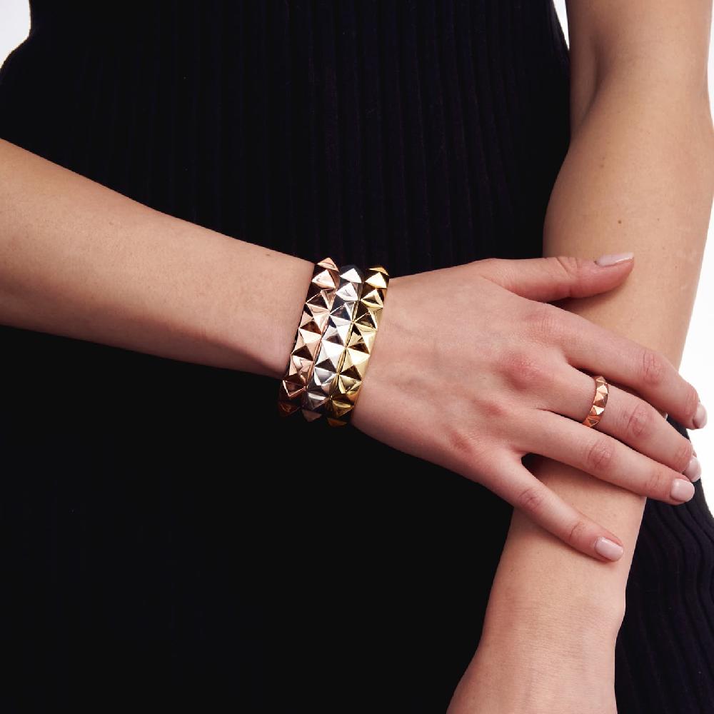 Unoaerre Bracciale rigido in bronzo argentato piramidi | UNOAERRE Gioielli Sconto
