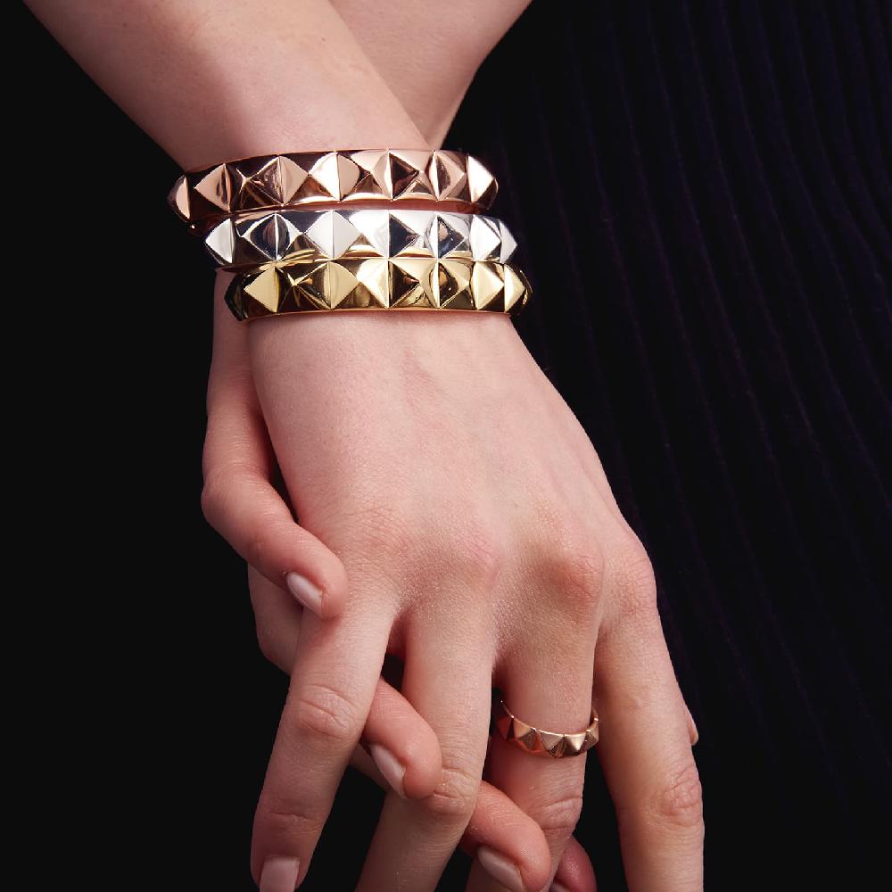 Unoaerre Bracciale rigido in bronzo argentato piramidi | UNOAERRE Gioielli Sconto