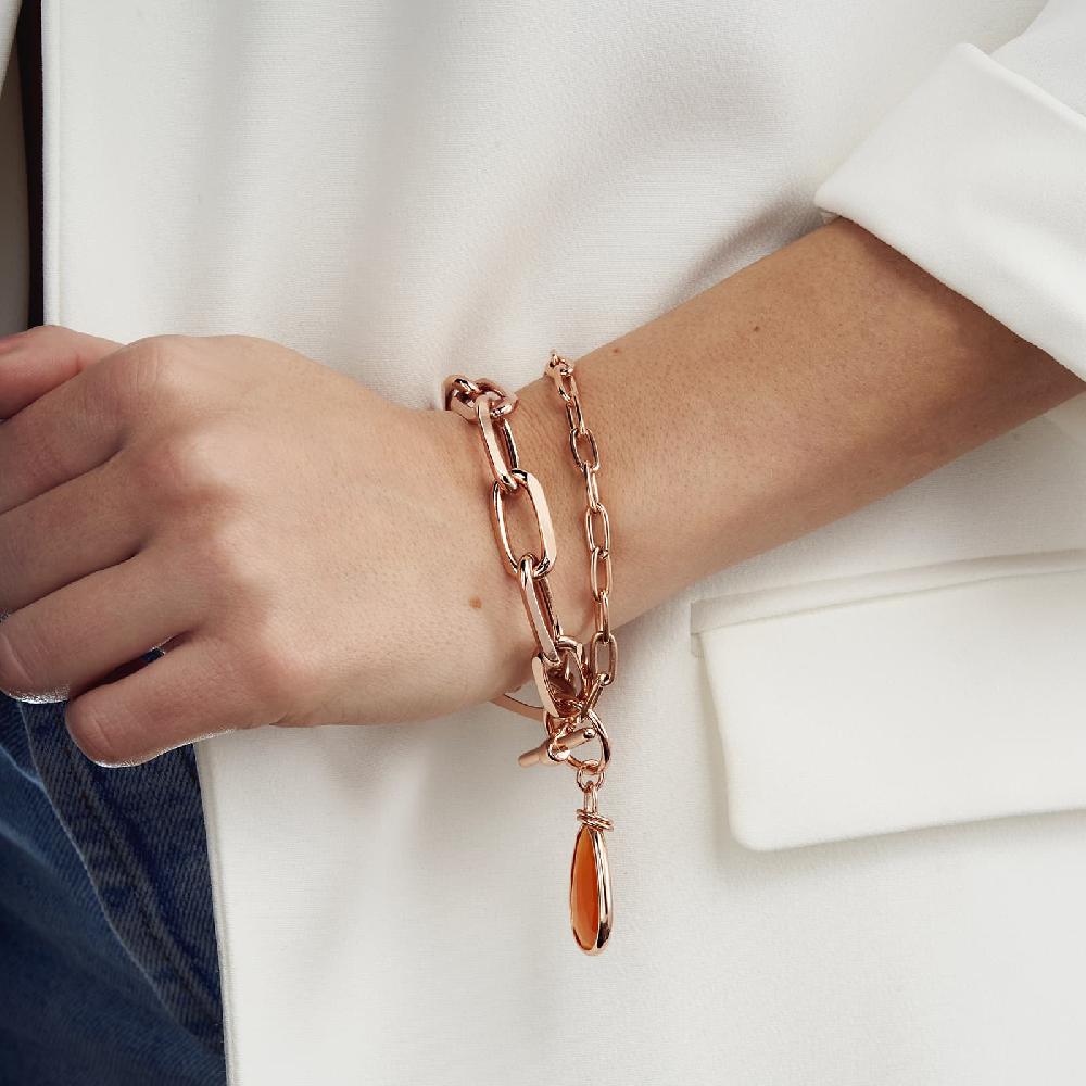 Unoaerre Bracciale in bronzo dorato rosa cristallo ambra | UNOAERRE Gioielli Offerta