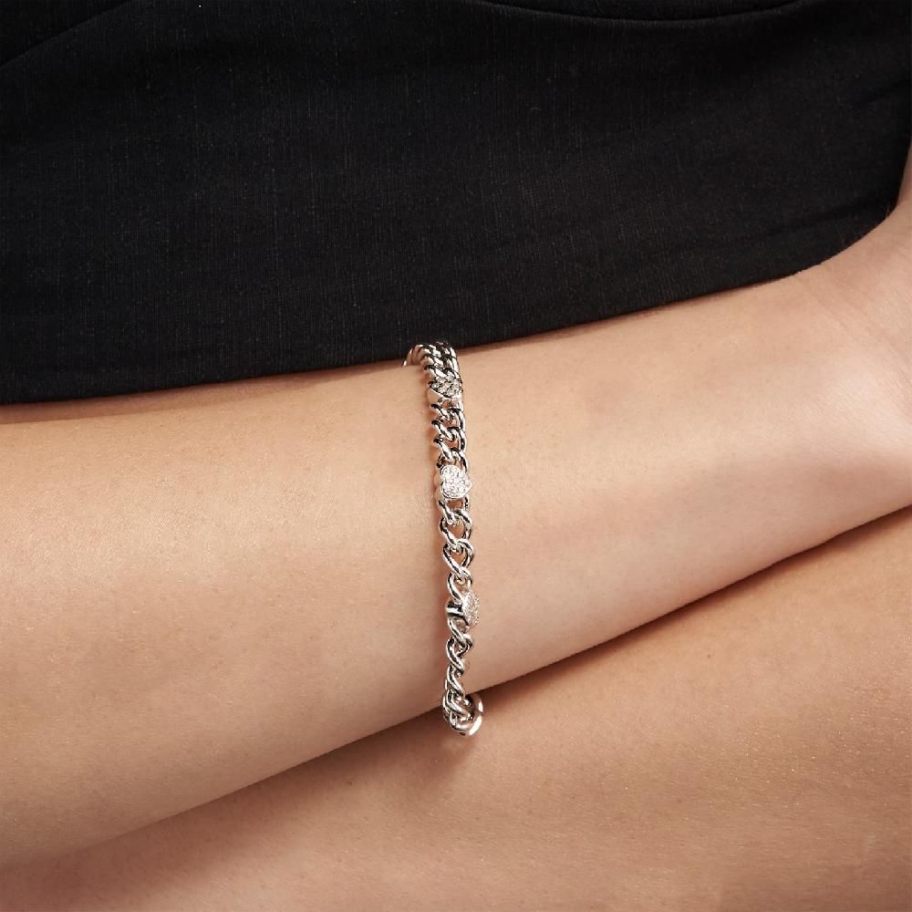 Unoaerre Bracciale in argento rodiato con cuori e cubic zirconia | UNOAERRE Gioielli Vendite stagionali
