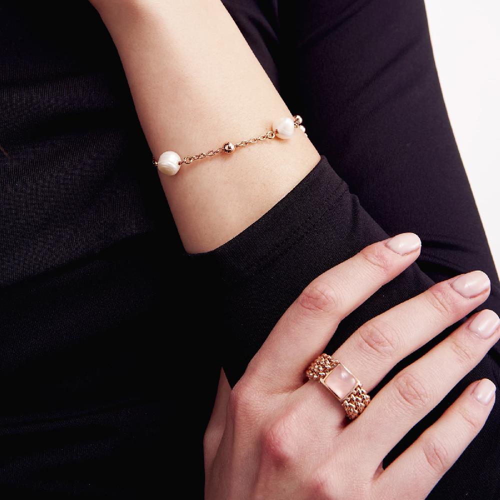 Unoaerre Bracciale in bronzo dorato rosa perle naturali | UNOAERRE Gioielli Black Friday