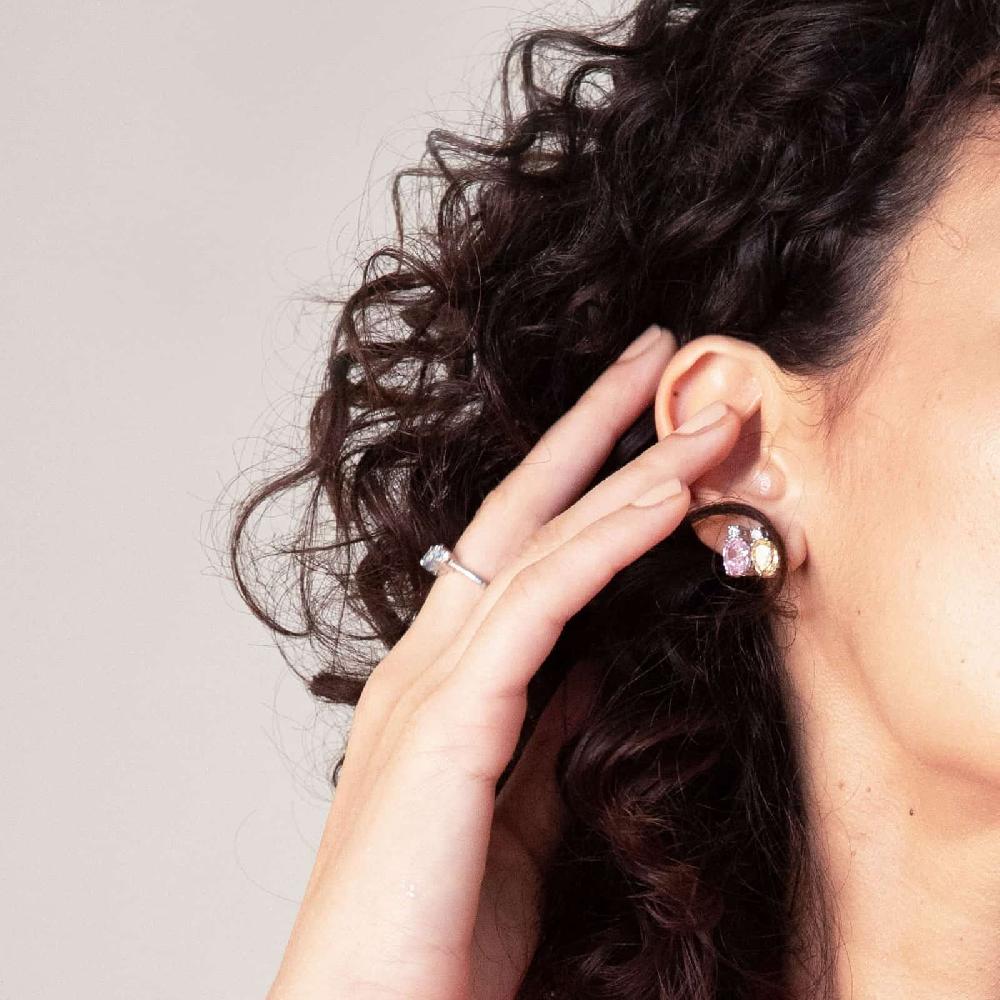 Unoaerre Orecchini in argento con e zicornia cubica rosa | UNOAERRE Gioielli Offerte