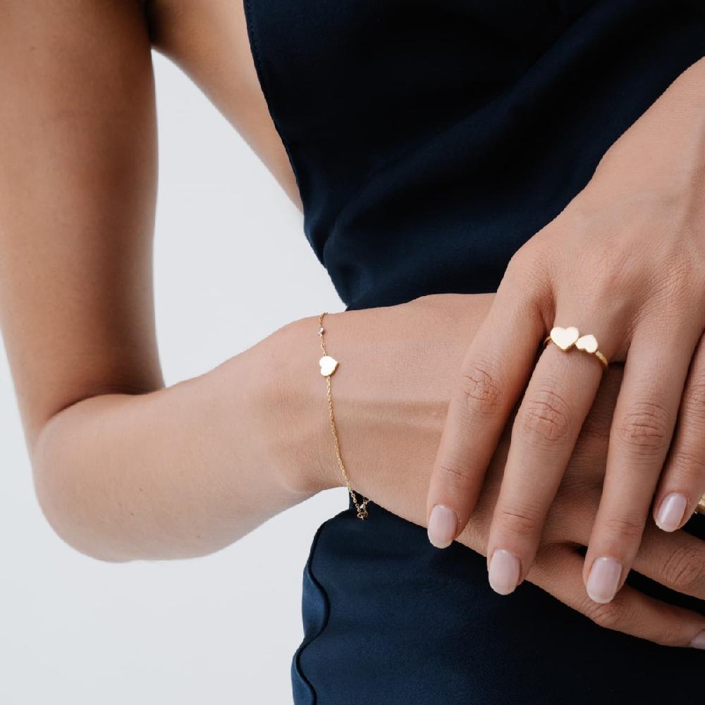 Unoaerre Anello in oro con cuore grande e piccolo | UNOAERRE Gioielli Consegna Veloce