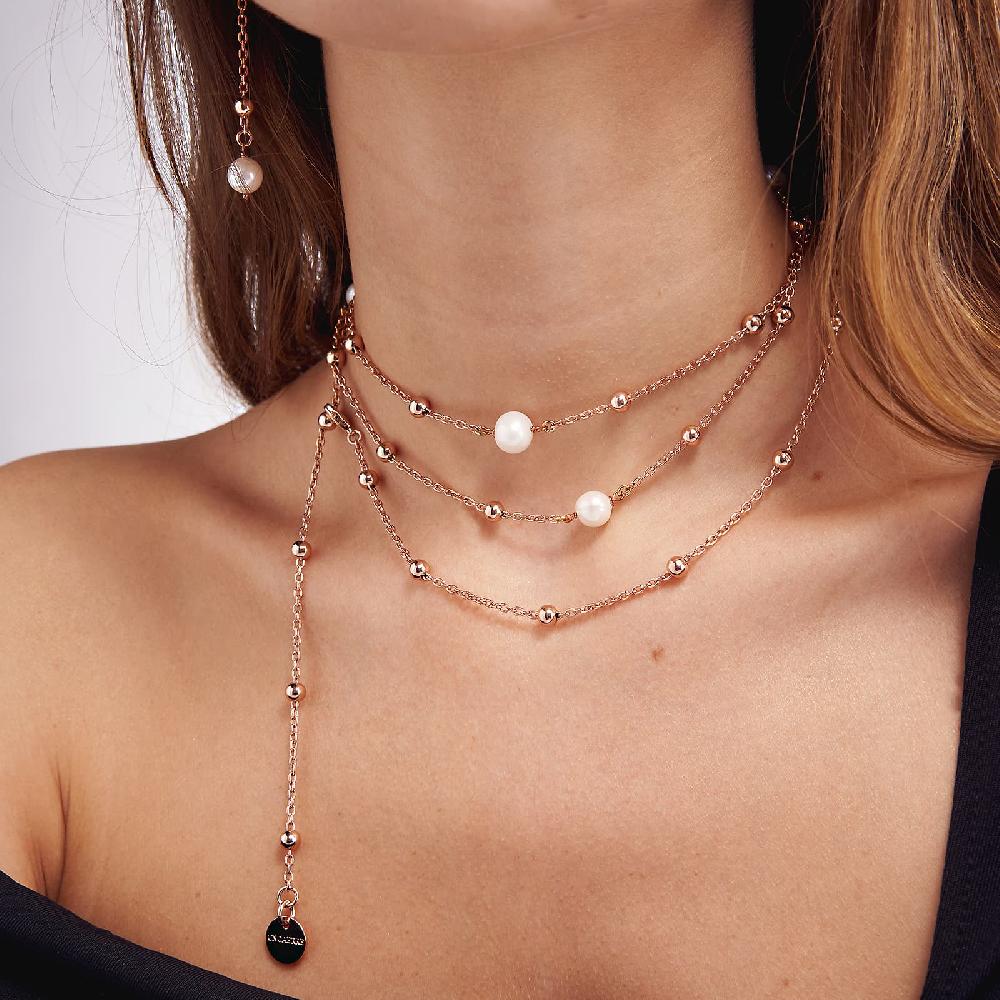 Unoaerre Collana in bronzo dorato rosa con perle | UNOAERRE Gioielli Offerta per la Festa della Mamma