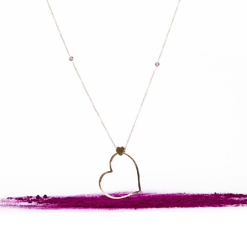 Unoaerre Collana lunga in oro con cuore e diamanti Batticuore | UNOAERRE Gioielli Online Outlet