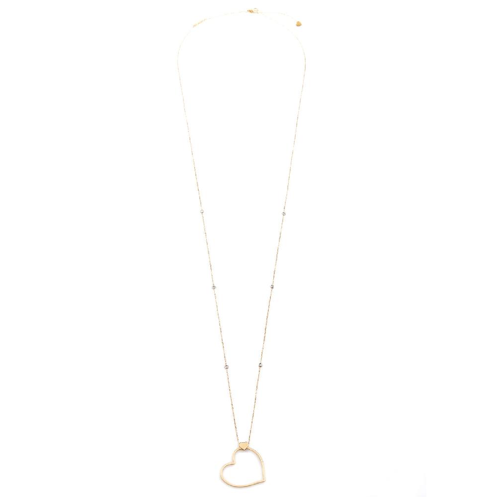 Unoaerre Collana lunga in oro con cuore e diamanti Batticuore | UNOAERRE Gioielli Online Outlet