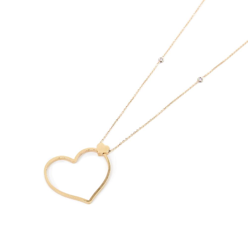 Unoaerre Collana lunga in oro con cuore e diamanti Batticuore | UNOAERRE Gioielli Online Outlet