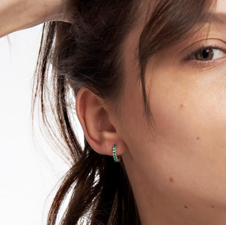 Unoaerre Orecchini in argento con zirconia cubica verde | UNOAERRE Gioielli Sconti VIP