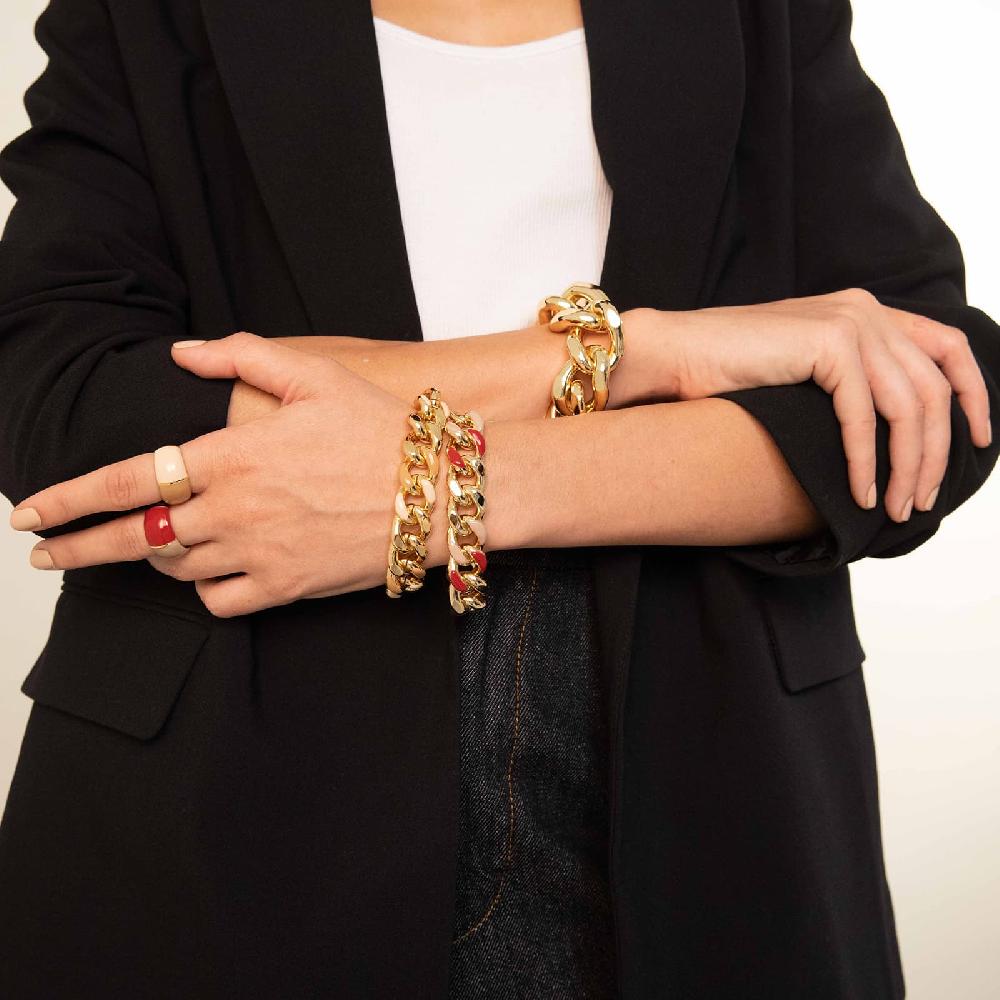 Unoaerre Bracciale donna catena grumetta smalto beige e nocciola | UNOAERRE Gioielli Saldi