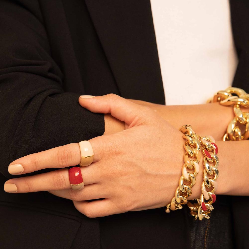 Unoaerre Bracciale donna catena grumetta smalto beige e nocciola | UNOAERRE Gioielli Saldi